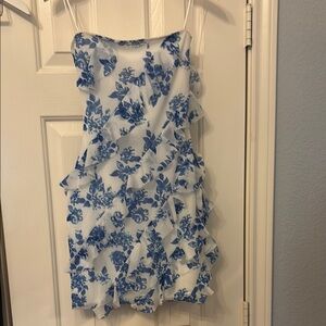Floral Blue and White Mini Dress